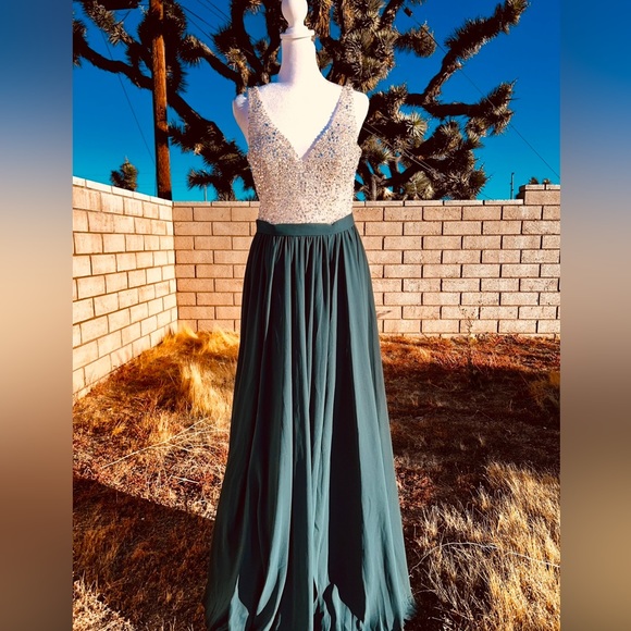 ROSEMORE Couture Prom Sheer Illusion Gown Flowing Long Draping Skirt! M - Picture 10 of 10